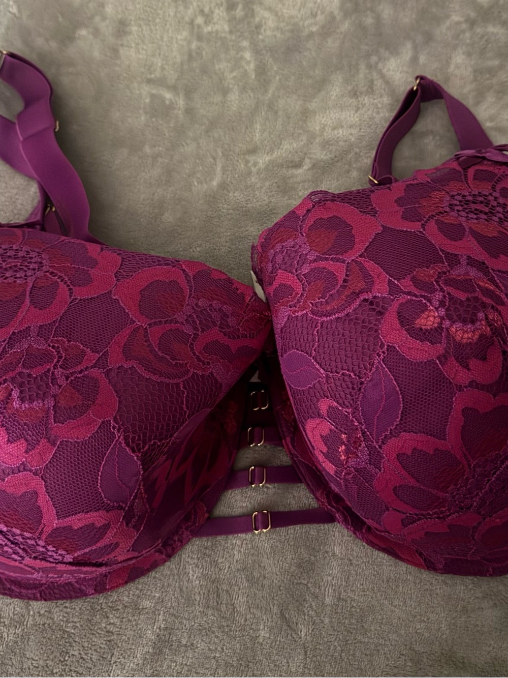 Cacique Lace Push-Up Bra in Deep Plum